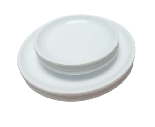 Everbuy Unbreakable Light Weight Dinner Set of 24 pcs 6 Full Plates, 6 Quarter Plates, 12 Veg Bowls (White) - Image 5