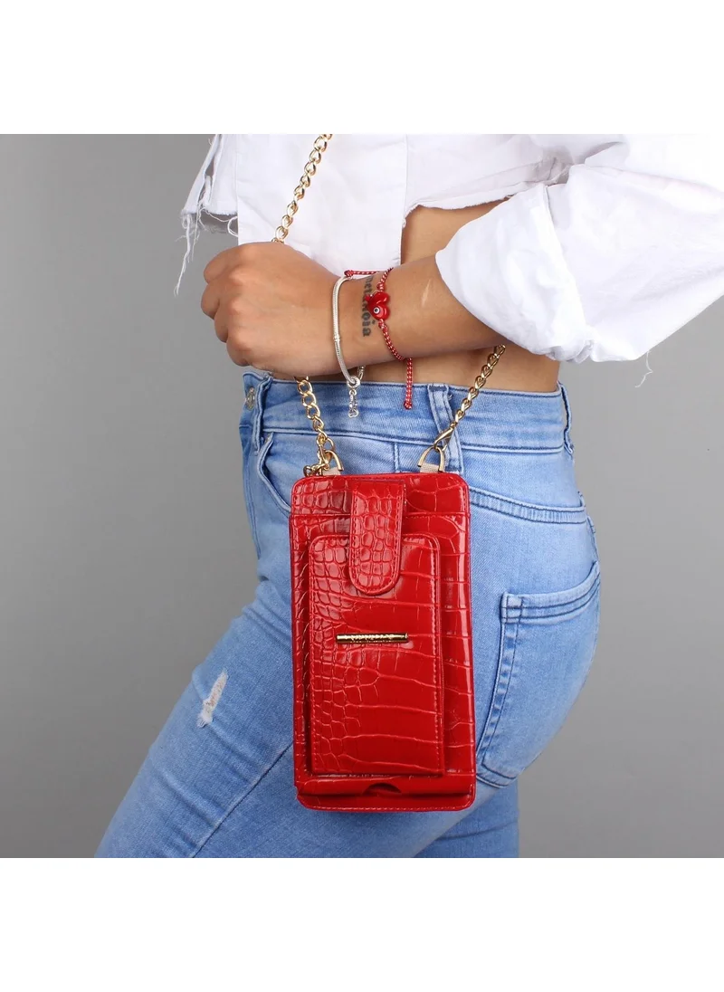 ماي فاليس Women's Leather Crossbody Wallet and Phone Bag with Card Holder Compartment 1618 Red