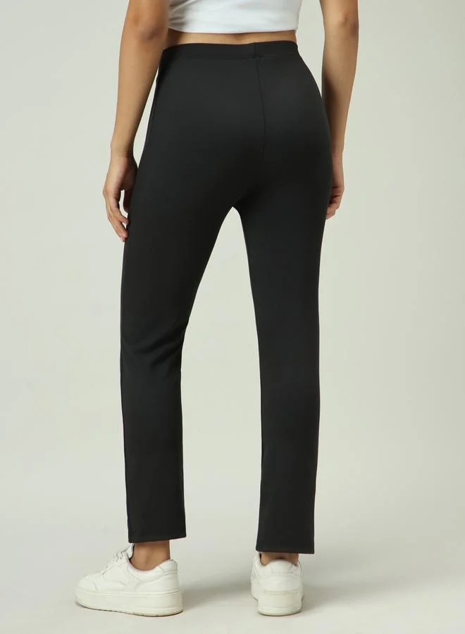 Outzidr  Black Front Slit Leggings for Women | Best Price UAE