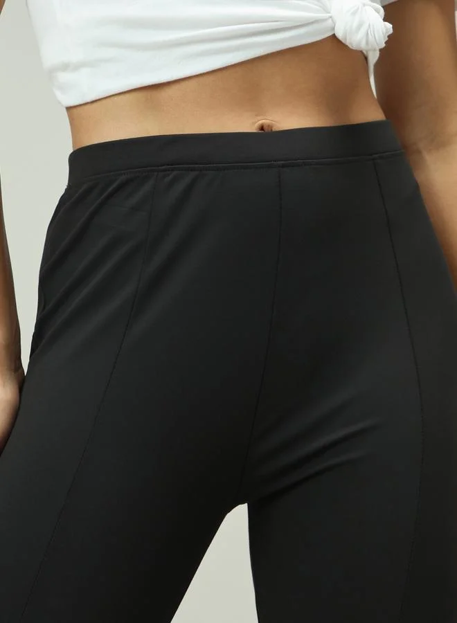 Outzidr  Black Front Slit Leggings for Women | Best Price UAE