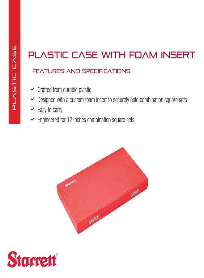 Starrett Plastic Case with Foam Insert - Durable Protection - Secure Storage for 12"/300mm Combination Square Sets - PT44055 - Image 2
