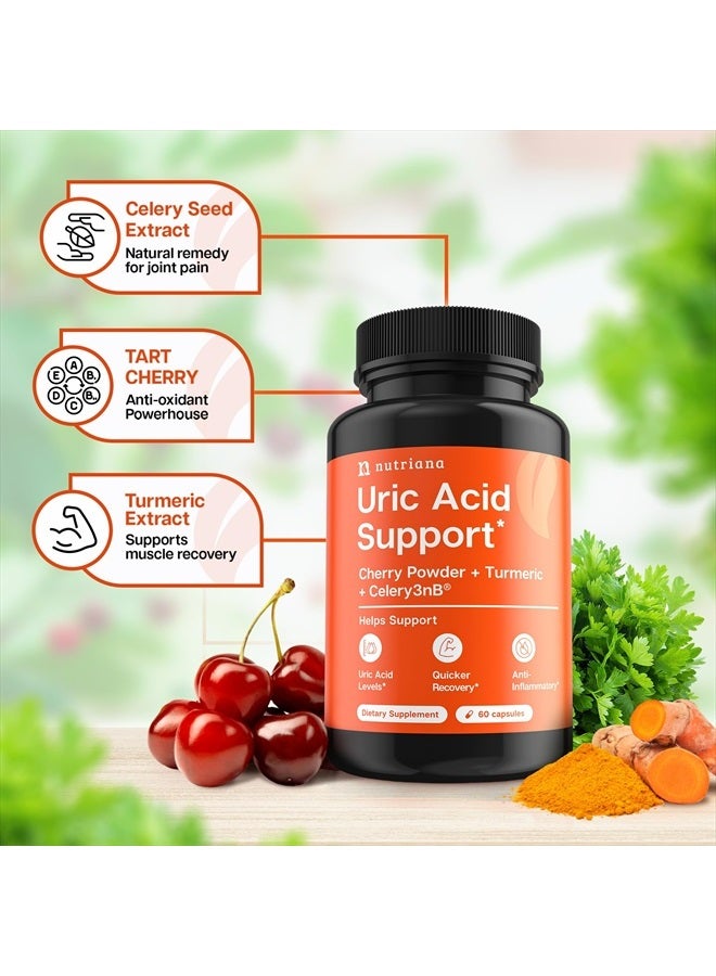 Nutriana Uric Acid Supplement Gout Relief for Feet - Joint & Kidney Support Tart Cherry Capsules - Celery Seed Extract & Tart Cherry Extract Capsules - Tart Cherry Powder & Turmeric Capsules Uric Acid Flush - Image 4