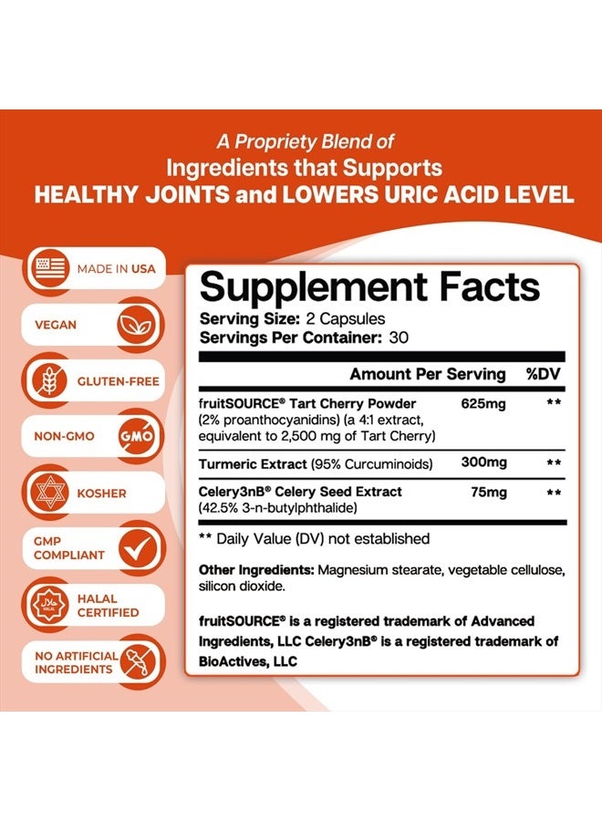Nutriana Uric Acid Supplement Gout Relief for Feet - Joint & Kidney Support Tart Cherry Capsules - Celery Seed Extract & Tart Cherry Extract Capsules - Tart Cherry Powder & Turmeric Capsules Uric Acid Flush - Image 3