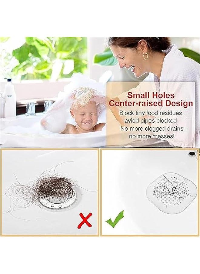 HOOKOR 4 Pack Hair Catcher,Square Hair Drain Cover for Shower Silicone Hair Stopper with Suction Cup,Easy to Install Suit for Bathroom,Bathtub,Kitchen (White)  - Image 2