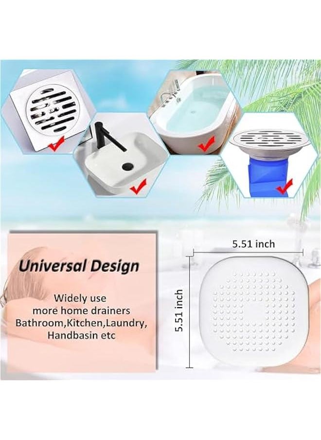 HOOKOR 4 Pack Hair Catcher,Square Hair Drain Cover for Shower Silicone Hair Stopper with Suction Cup,Easy to Install Suit for Bathroom,Bathtub,Kitchen (White)  - Image 5