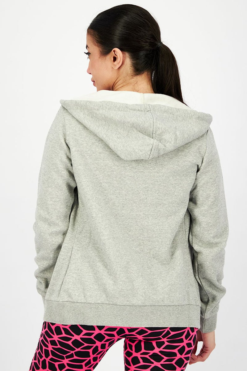 Champion Women Brand Logo Long Sleeve Hoodie, Grey - Image 3
