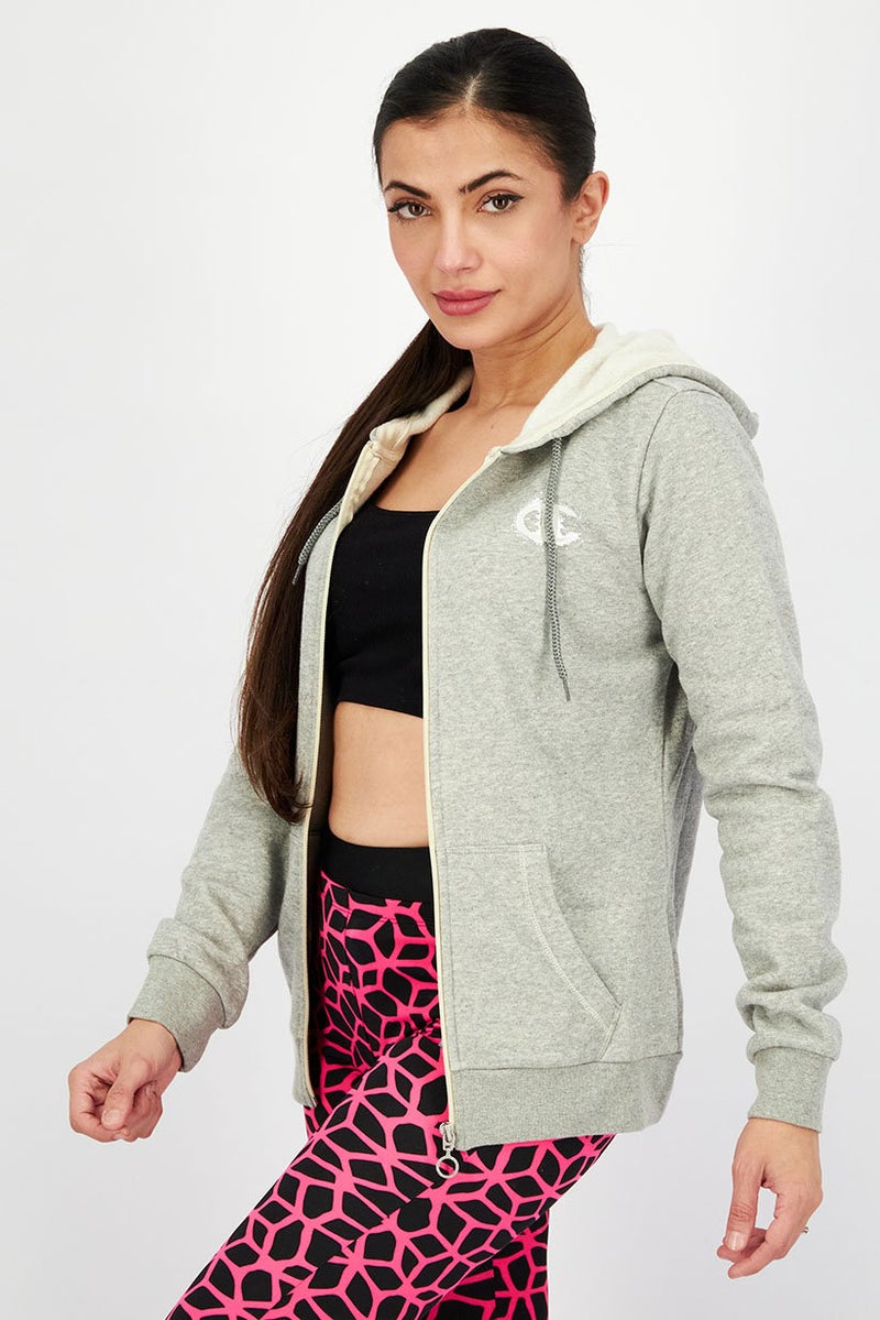 Champion Women Brand Logo Long Sleeve Hoodie, Grey - Image 2