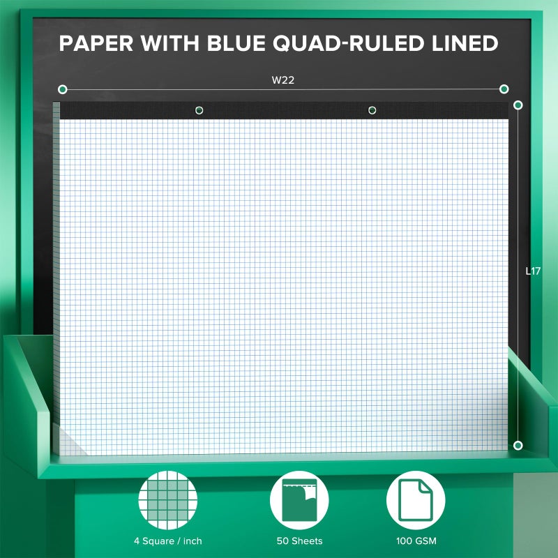 AIFLYAN Large Engineering Graph Paper 22x17, 50 Sheets Extra Large Graph Paper 17 x 22 1/4 Grid Pad, 100 GSM Blueprint Drafting Paper 4x4 Grid Paper 22x17 with Sturdy Back for Engineer Math Sketching Drafts - Image 2