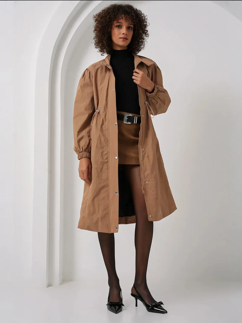 BIG DART BDART Long Lined Trench Coat with Turndown Collar