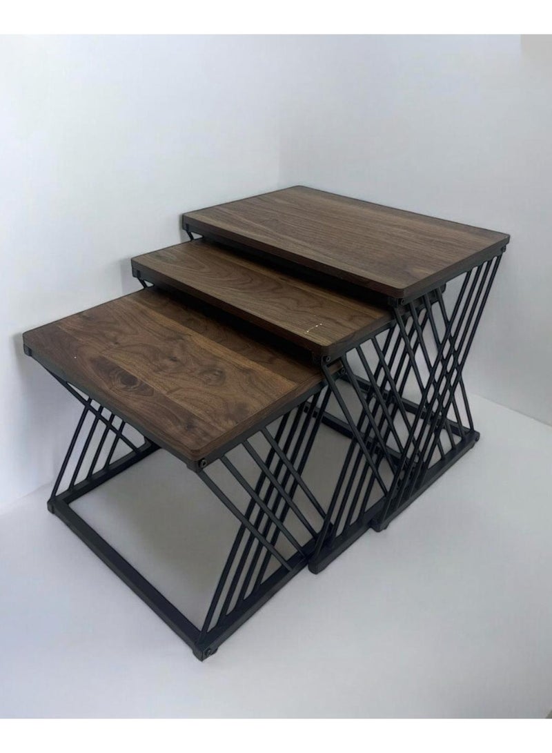 Generic 3Pcs Service table set modern Design ,Color Dark wooden 