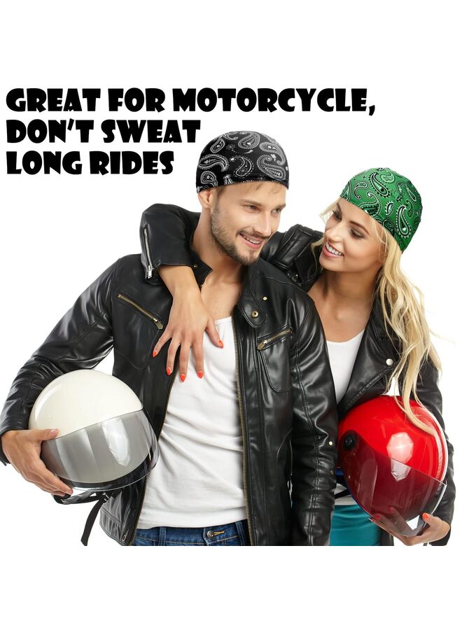 6 Pcs Men Cooling Skull Cap Helmet Liner Sweat Wicking Beanie Head Wrap Bicycle Cycling Running Hat(A) - Image 2