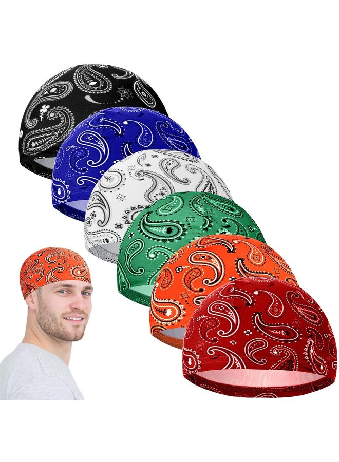 6 Pcs Men Cooling Skull Cap Helmet Liner Sweat Wicking Beanie Head Wrap Bicycle Cycling Running Hat(A) - Image 1