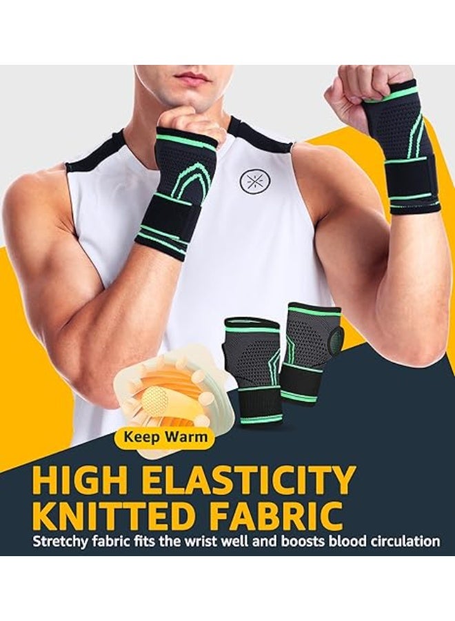Wrist Brace & Wrist Wrap (2-Pack) - Hand Compression Sleeves Support for Fitness, Weightlifting, Tendonitis, Sprains Recovery & Carpal Tunnel Pain Relief - Adjustable & Durable - Image 2