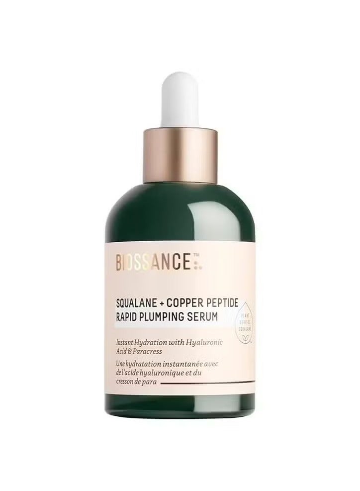 BIOSSANCE Squalane + Copper Peptide Rapid Plumping Serum, Powerfully Hydrating Face Serum that Instantly Plumps and Firms with Collagen Boosting Copper Peptides, 50ml / 1.69 fl oz - Image 1