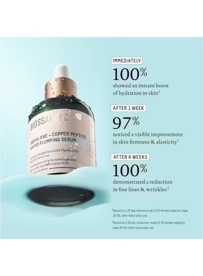 BIOSSANCE Squalane + Copper Peptide Rapid Plumping Serum, Powerfully Hydrating Face Serum that Instantly Plumps and Firms with Collagen Boosting Copper Peptides, 50ml / 1.69 fl oz - Image 3