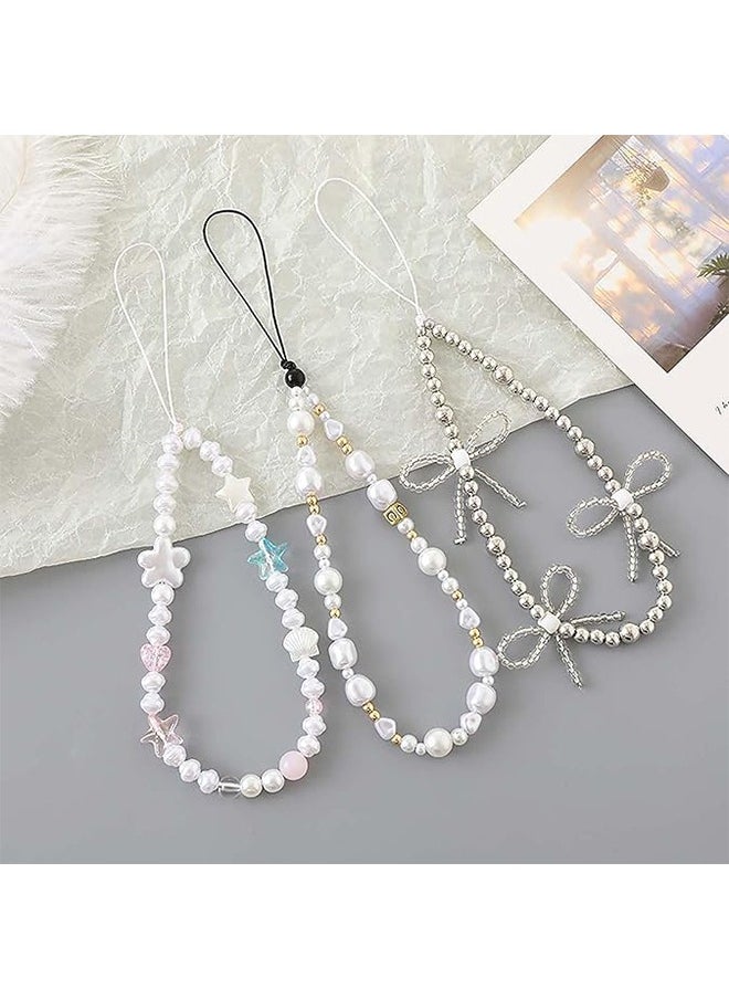 HY Phone Charm Phone Wrist Strap for Women Phone Chain Phone Lanyard Handmade Cell Phone Accessories for Women Classic Pearl  - Image 4