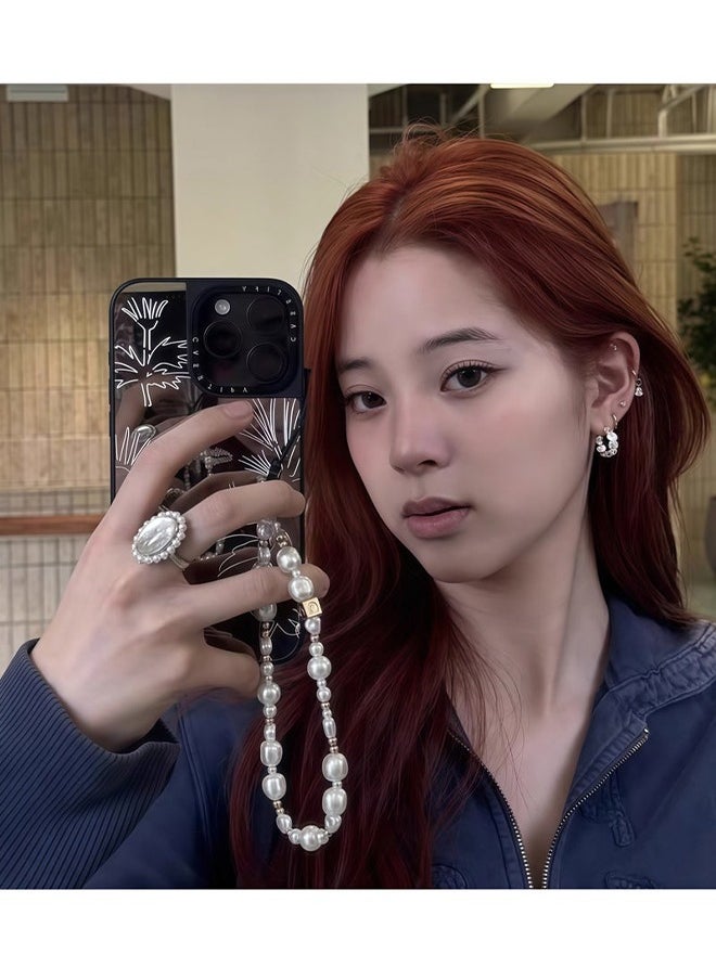 HY Phone Charm Phone Wrist Strap for Women Phone Chain Phone Lanyard Handmade Cell Phone Accessories for Women Classic Pearl  - Image 3