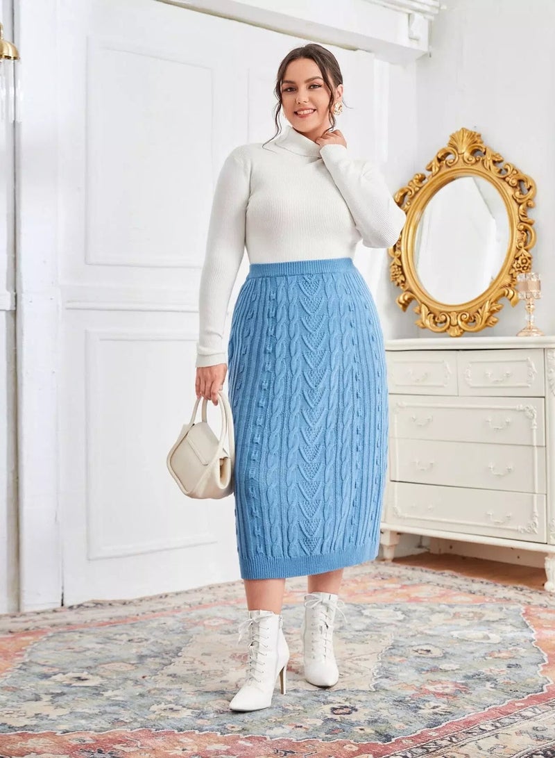 Plus Cable Knit Skirt - Image 4
