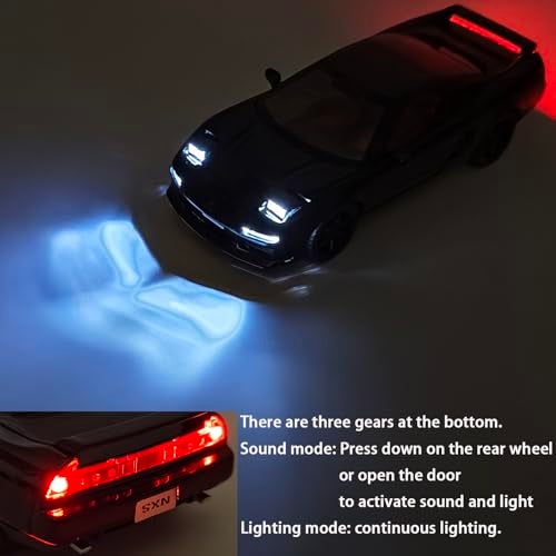 ERBADIHAGO Toy Cars Compatible for 1990 NSX NA1 132 Metal Model Car Pull Back Car Toys with Light and Sound Toys Car Collectible Model for Children Age 3 Year Old Black - Image 5