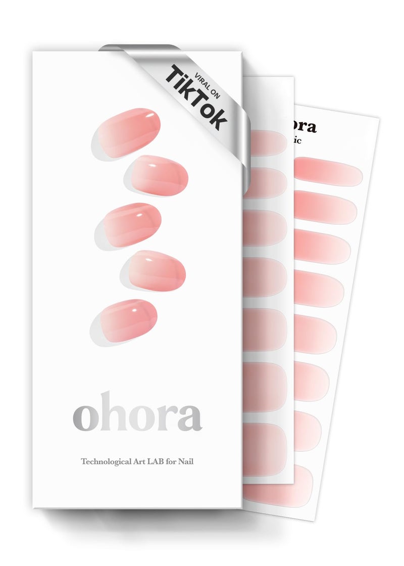 ohora Semi Cured Gel Nail Strips N Peach Latte  Pink Jelly Works with Any UVLED Lamps SalonQuality Long Lasting Easy to Apply  Remove  Includes 2 Prep Pads Nail File  Wooden Stick