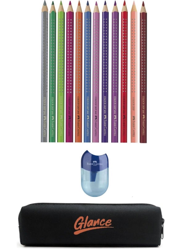 Faber-Castell Grip Crayons 12-Piece Faber-Castell Mini Apple Sharpener Pen Holder Set