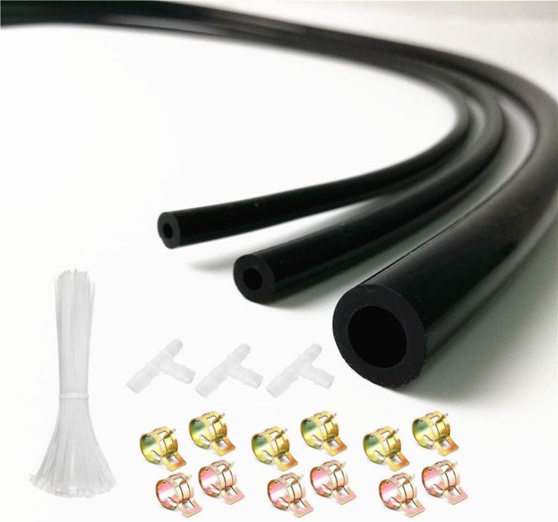 AotoKoop Black Silicone Vacuum Tubing Hose Line Kit for Automotive Engine Turbo - 23FT/7M - Image 1