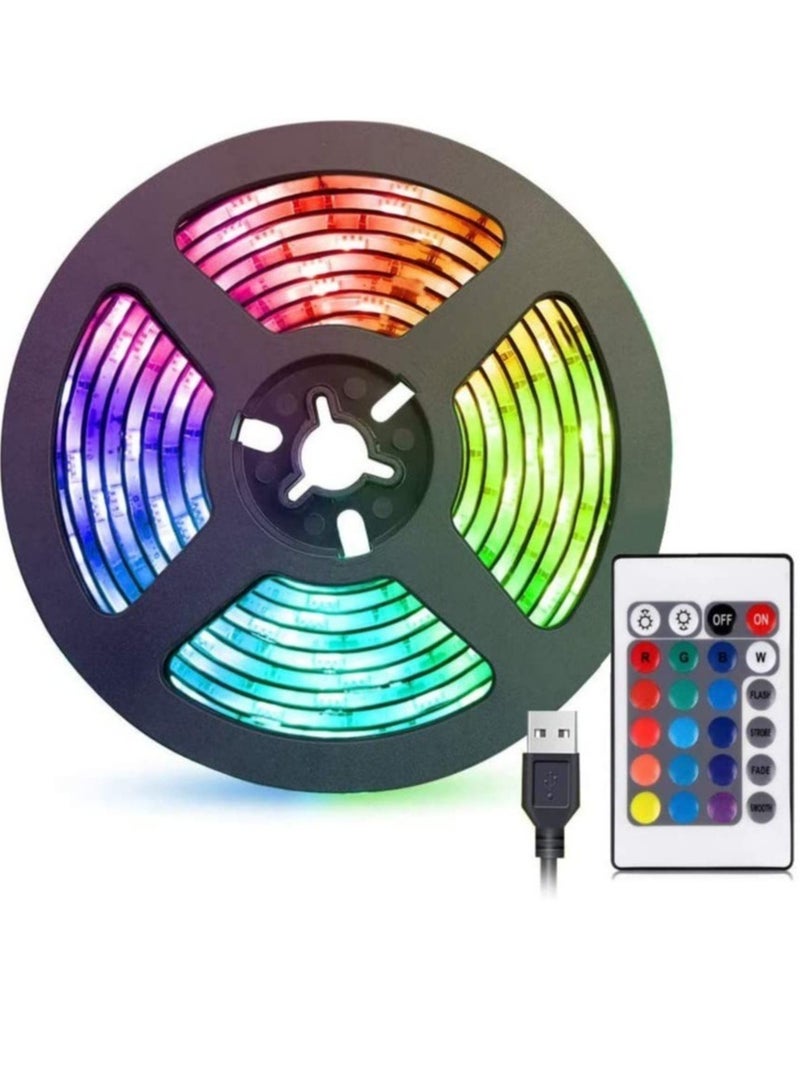 ELTRAZONE شريط إضاءة LED بطول 2 متر بمنفذ USB RGB مقاوم للماء مع جهاز تحكم عن بعد لغرفة النوم والمطبخ والفندق والمنزل وظهر التلفاز (تغيير اللون) - Image 1