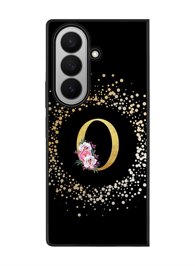 Stylizedd For Samsung Galaxy Z Fold7 Case,Slim fit Camera Protection, Shockproof Thin Phone cover  - Custom Monogram Floral - O ( Black )