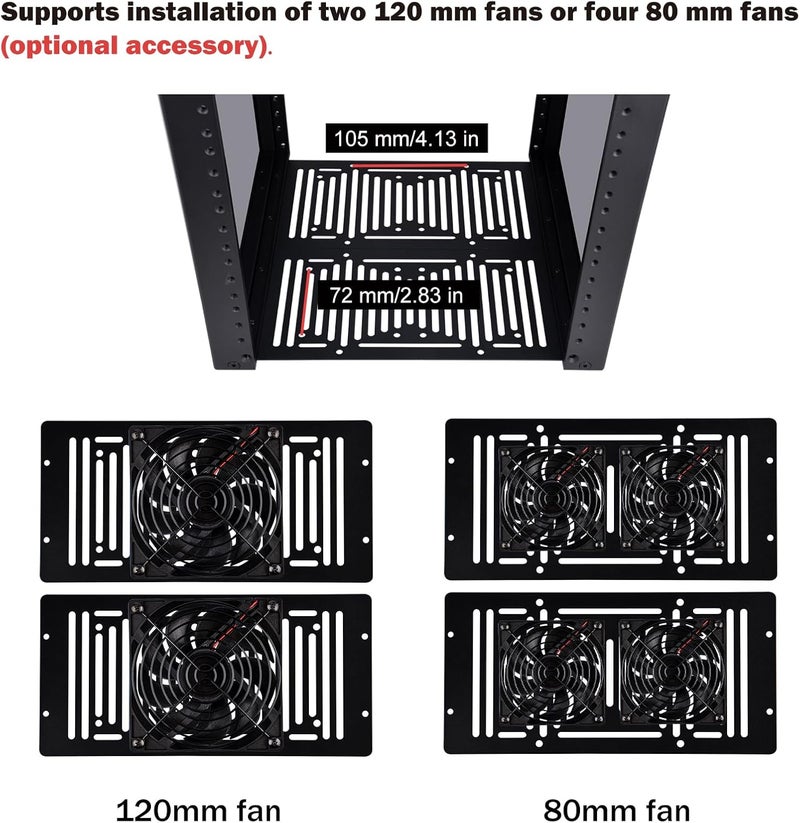 12U Server Cabinet, 10 inch Server Rack for Network, Servers, Audio, and Video Equipment, DeskPi RackMate T2 Rackmount, 10.23 inch Depth (Black) - Image 4