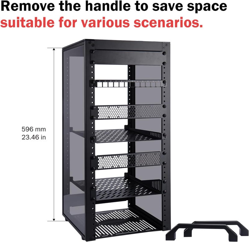 12U Server Cabinet, 10 inch Server Rack for Network, Servers, Audio, and Video Equipment, DeskPi RackMate T2 Rackmount, 10.23 inch Depth (Black) - Image 5