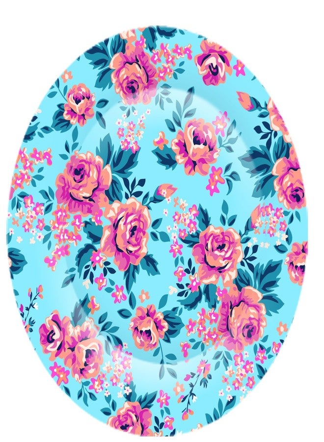 JIKRAA® Rare Handcrafted Blue/Pink Floral Design Ceramic Designer Plate/Platter with Stand, Decorative Plates for Living Room, Decorative Plates for Home - Image 2