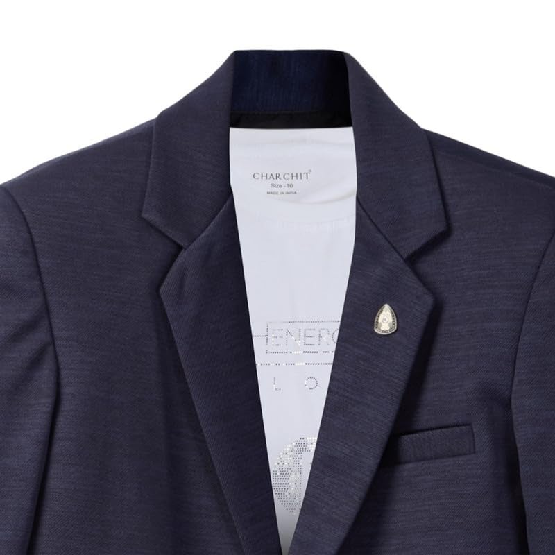 CHARCHIT Boys Regular Fit Navy Blazer and T-Shirt Set - Image 5