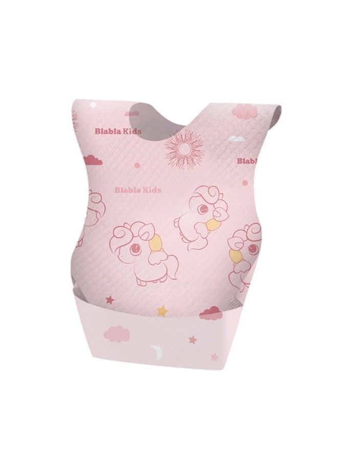 10 Pcs Disposable Baby Bibs with Leakproof Liner and Food Pocket, Travel Feeding Bib for Infants Toddlers 6-18 Months, Pink