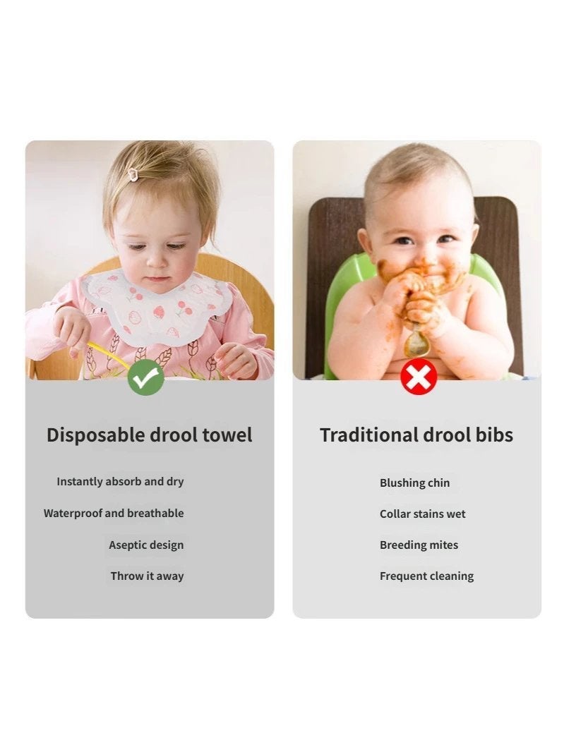10 Pcs Disposable Baby Bibs with Leakproof Liner and Food Pocket, Travel Feeding Bib for Infants Toddlers 6-18 Months, Pink - Image 2