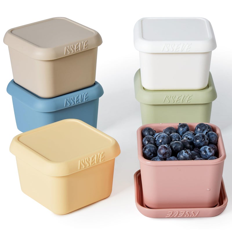 ISSEVE 6Pack 6oz Silicone Snack Containers for Kids Reusable Small Containers with Lids Leak Proof Silicone Food Storage Containers Children Kids Lunch Box for Daycare School Travel