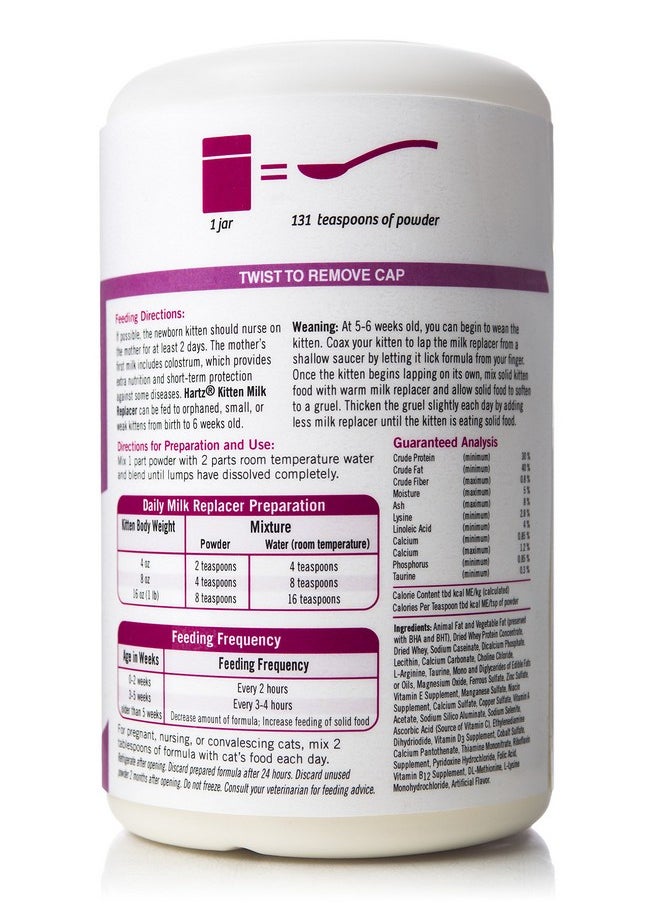 Hartz - Powdered Kitten Milk Replacer Formula  11Oz - Image 1