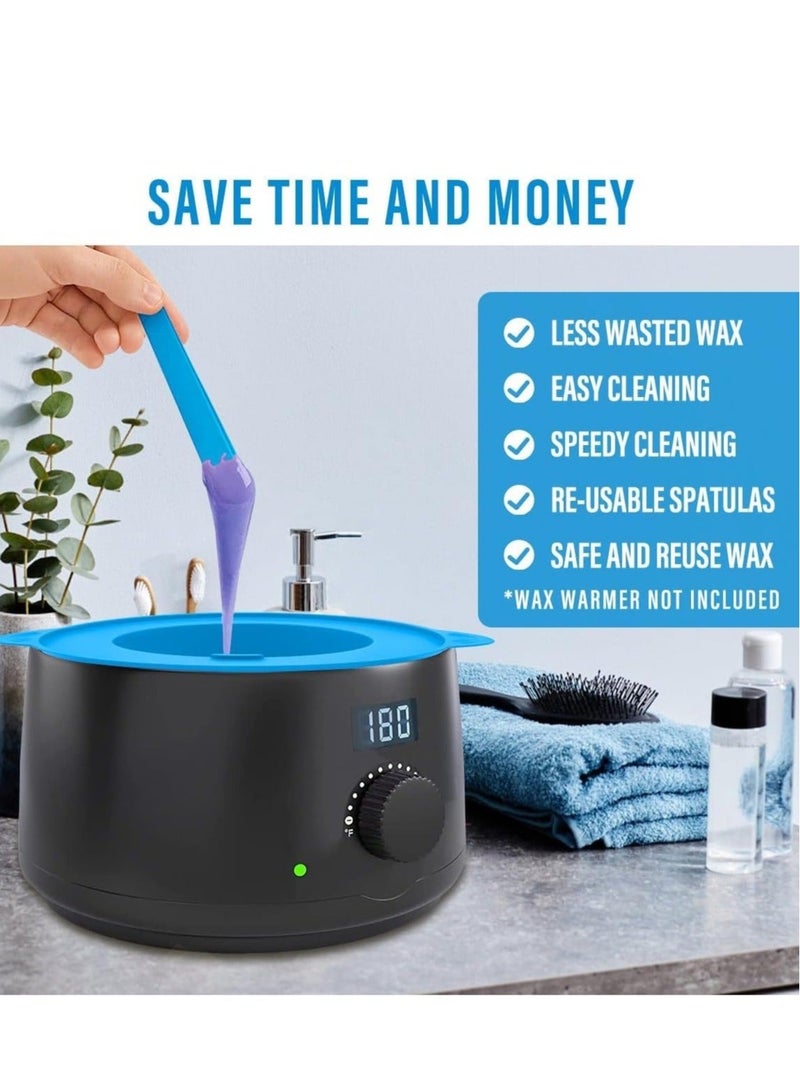 Captaintech 2 Pcs Silicone Wax Warmer Liner, Silicone Wax Bowl for Wax Warmer, Reuse Wax Melt Warmer Wax Pot Replacement, Non-Stick Wax Melt Liner with 2 Pcs Wax Spatula Sticks for Hair Removal (Blue, Red) - Image 4