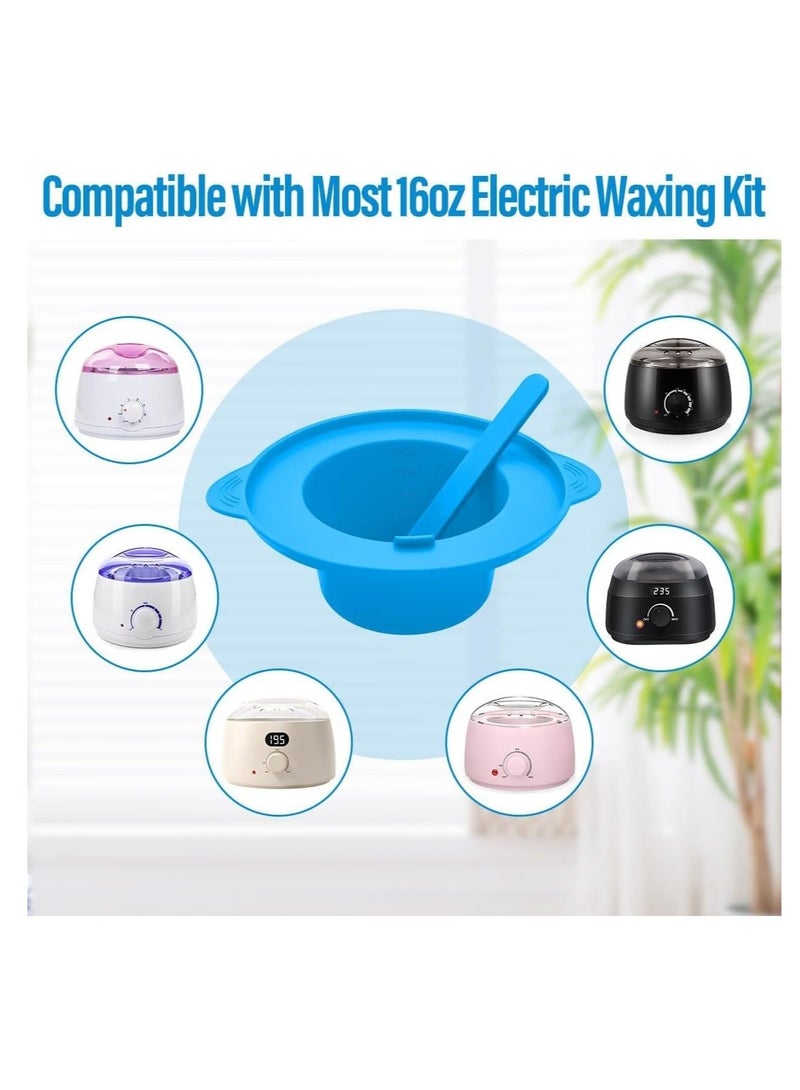 Captaintech 2 Pcs Silicone Wax Warmer Liner, Silicone Wax Bowl for Wax Warmer, Reuse Wax Melt Warmer Wax Pot Replacement, Non-Stick Wax Melt Liner with 2 Pcs Wax Spatula Sticks for Hair Removal (Blue, Red) - Image 2