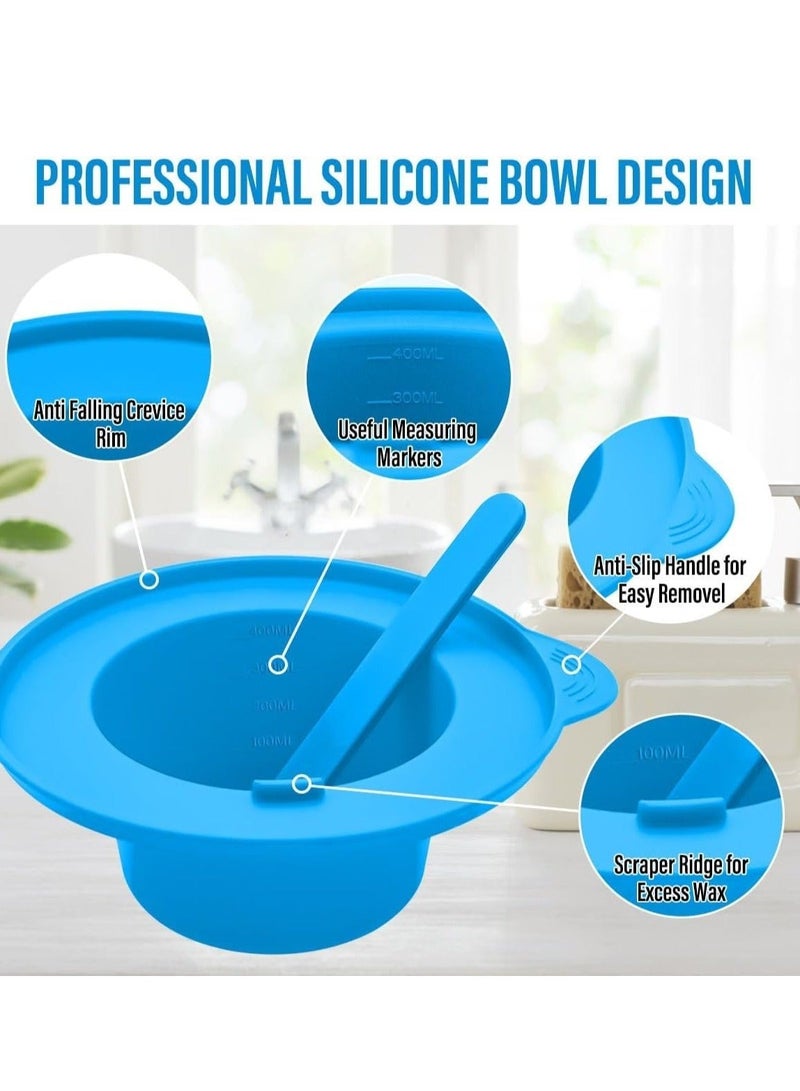 Captaintech 2 Pcs Silicone Wax Warmer Liner, Silicone Wax Bowl for Wax Warmer, Reuse Wax Melt Warmer Wax Pot Replacement, Non-Stick Wax Melt Liner with 2 Pcs Wax Spatula Sticks for Hair Removal (Blue, Red) - Image 5