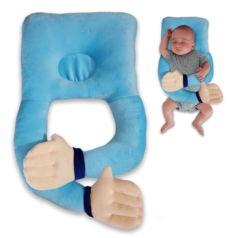 Synlark Synlark® Baby Hugging Pillow for Head Shaping | Neck Support New Born Baby Infant Pillow/Takiya/Cushion (Sky-Blue)  - Image 1