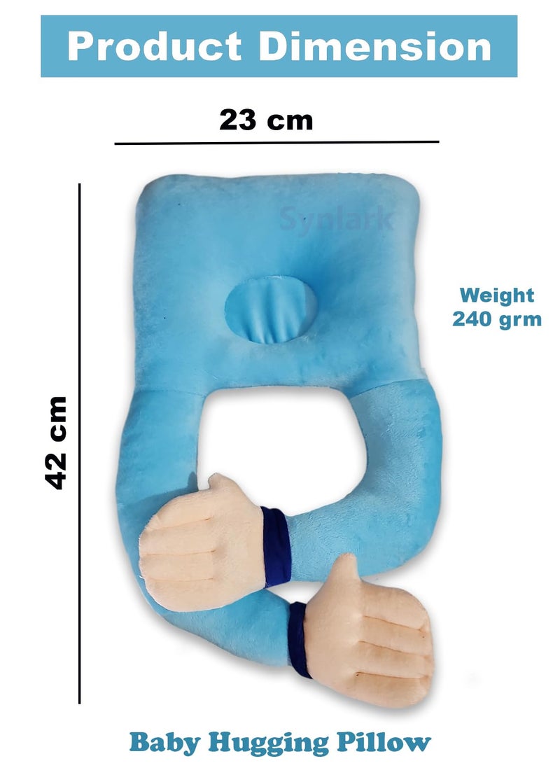 Synlark Synlark® Baby Hugging Pillow for Head Shaping | Neck Support New Born Baby Infant Pillow/Takiya/Cushion (Sky-Blue)  - Image 2