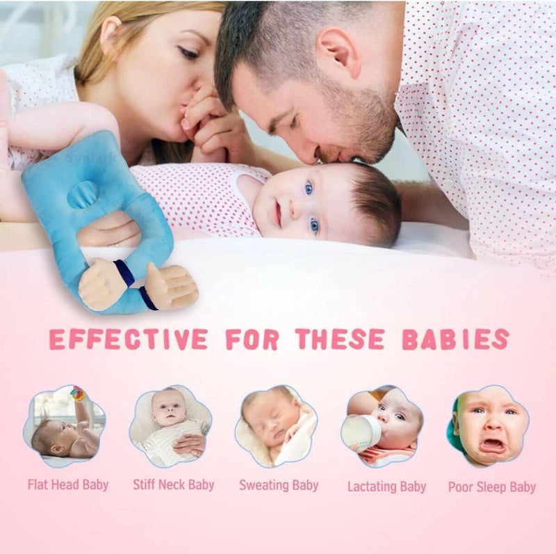 Synlark Synlark® Baby Hugging Pillow for Head Shaping | Neck Support New Born Baby Infant Pillow/Takiya/Cushion (Sky-Blue)  - Image 4