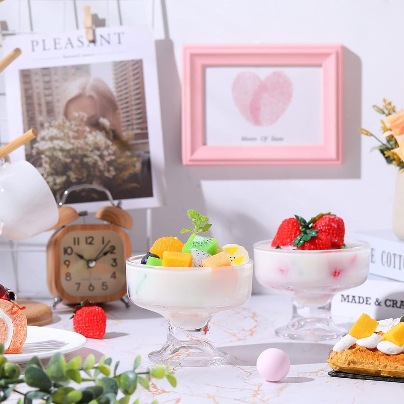 HAPPY BORN 6 Pack Glass Dessert Bowls 200ml Crystal Glass Bowls for Ice Cream Fruit Pudding Snack Cereal Nuts Premium Glass Serving Dishes Mini Trifle Bowl - Image 4