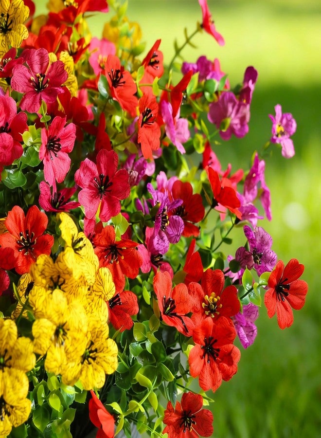 Cherica 20 Pcs Artificial Flowers for Outdoors Fake Flowers UV Resistant, Artificial Plants Outdoor Indoor Faux Plastic Fake Plants for Planter Front Door Garden Porch Yard Home Decor(Pink Red Purple Yellow) - Image 2