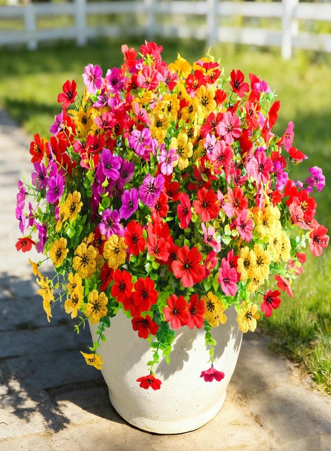 Cherica 20 Pcs Artificial Flowers for Outdoors Fake Flowers UV Resistant, Artificial Plants Outdoor Indoor Faux Plastic Fake Plants for Planter Front Door Garden Porch Yard Home Decor(Pink Red Purple Yellow) - Image 4