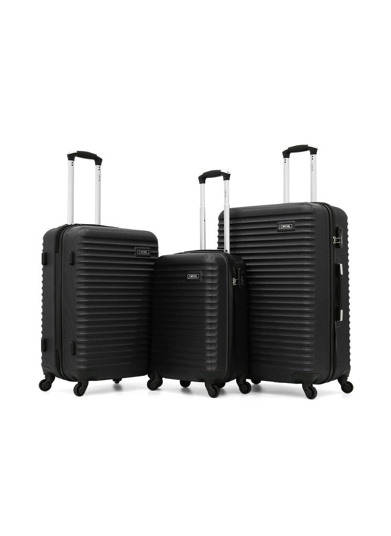 CAPITAL Travel Luggage Sets 3 Piece with Spinner Wheels and TSA Lock, Lightweight ABS Hard Shell Carry On Suitcase Set with 360° Double Wheels,Black  (20"/24"/28")  - Image 1