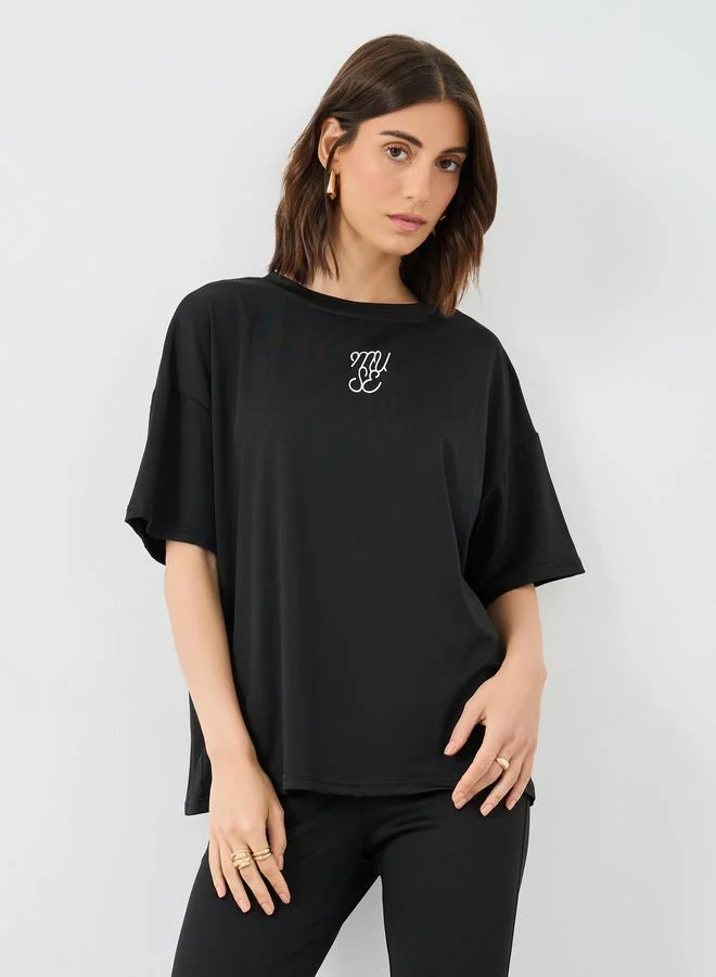 تايك تو Take Two Minimal Print Relaxed Fit T-Shirt and Leggings Co-Ords