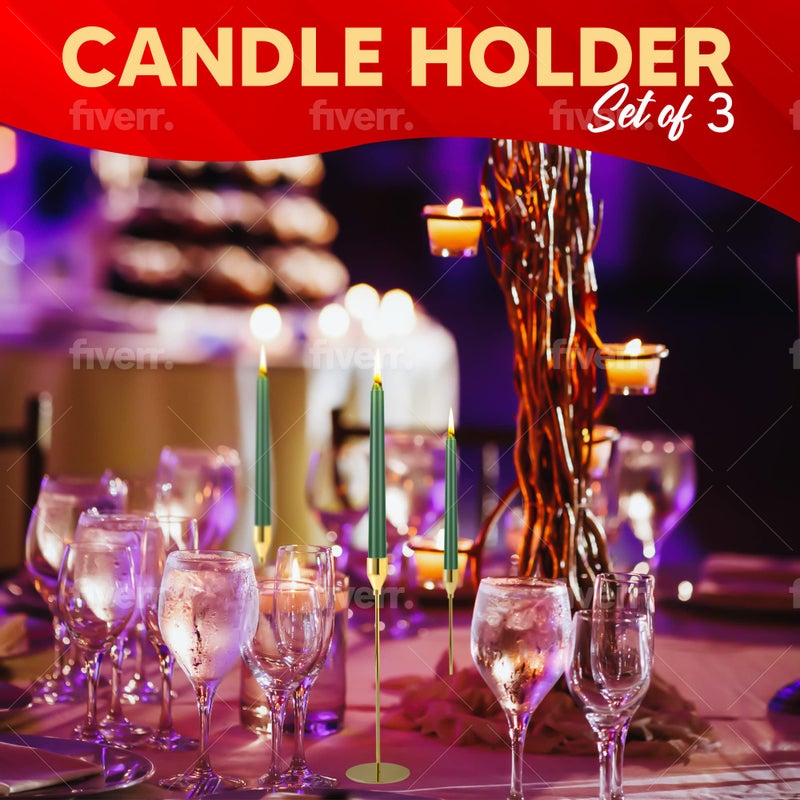 Hylem Gold Candle Holders Set- Modern Décor Metal Candle Stands for 3/4Inch Taper Candles - Decorative Table Centerpieces for Home Décor Dinning Party Church Wedding Events- Set of 3 Pcs - Image 5