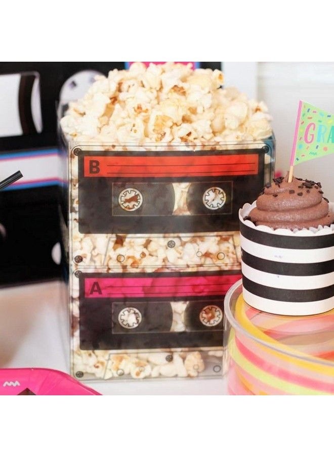 4E's Novelty - Cassette Tape Bucket Centerpiece (4 Pack) 80S Party Supplies, 90 Theme Birthday Party Decoration Cassette Tape Table Decor, Retro Hip Hop Pop Music Culture Party For Adults & Kids By 4E Novelty - Image 1
