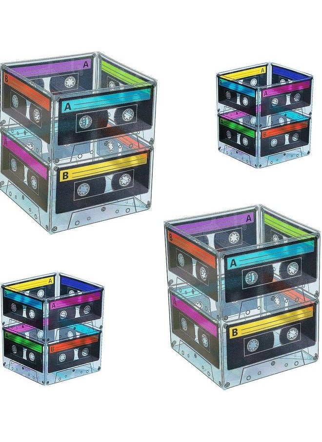 4E's Novelty - Cassette Tape Bucket Centerpiece (4 Pack) 80S Party Supplies, 90 Theme Birthday Party Decoration Cassette Tape Table Decor, Retro Hip Hop Pop Music Culture Party For Adults & Kids By 4E Novelty - Image 1